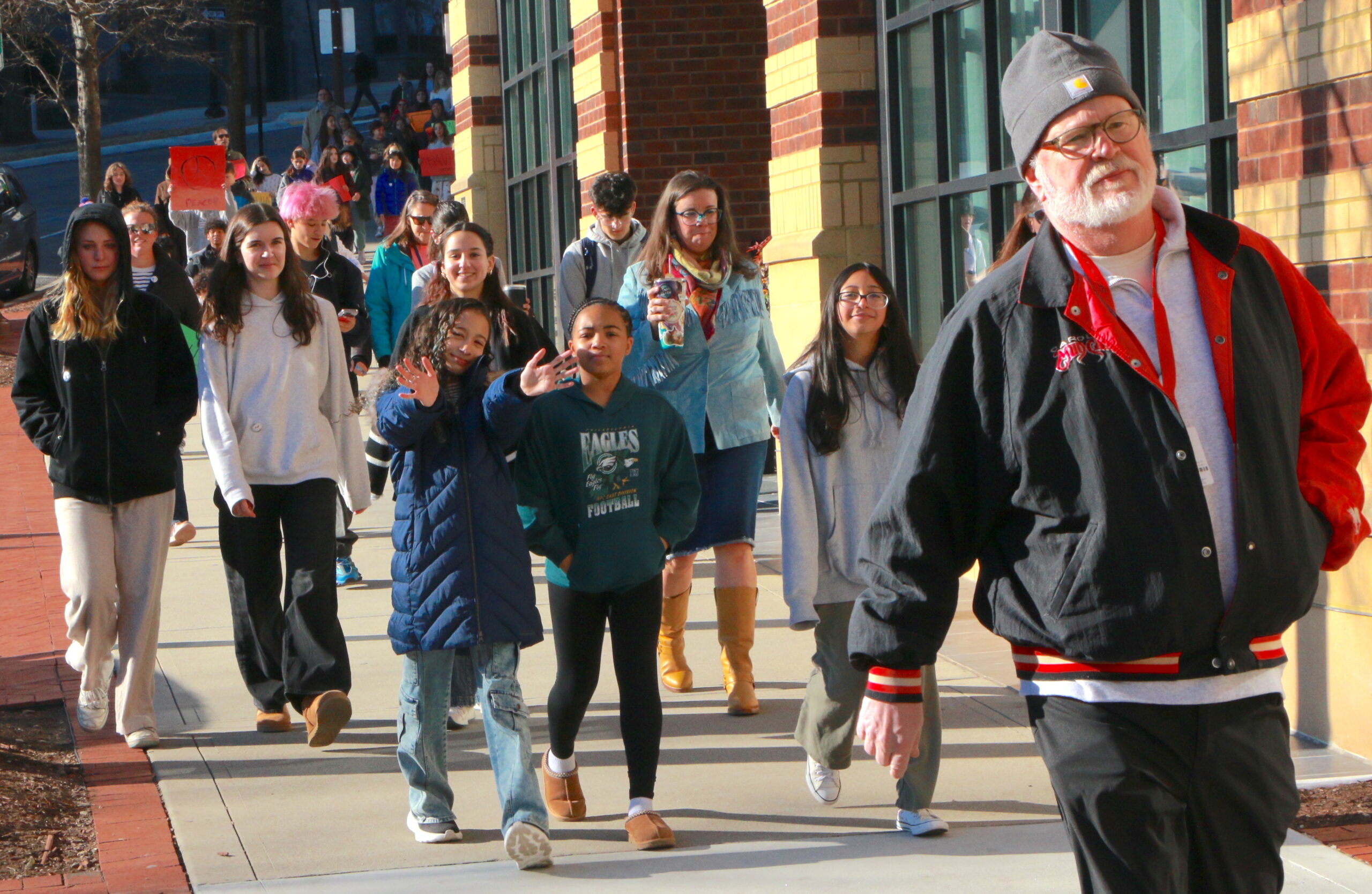 Students and teachers participating in the 1st Annual MLK Jr. Legacy Peace Walk