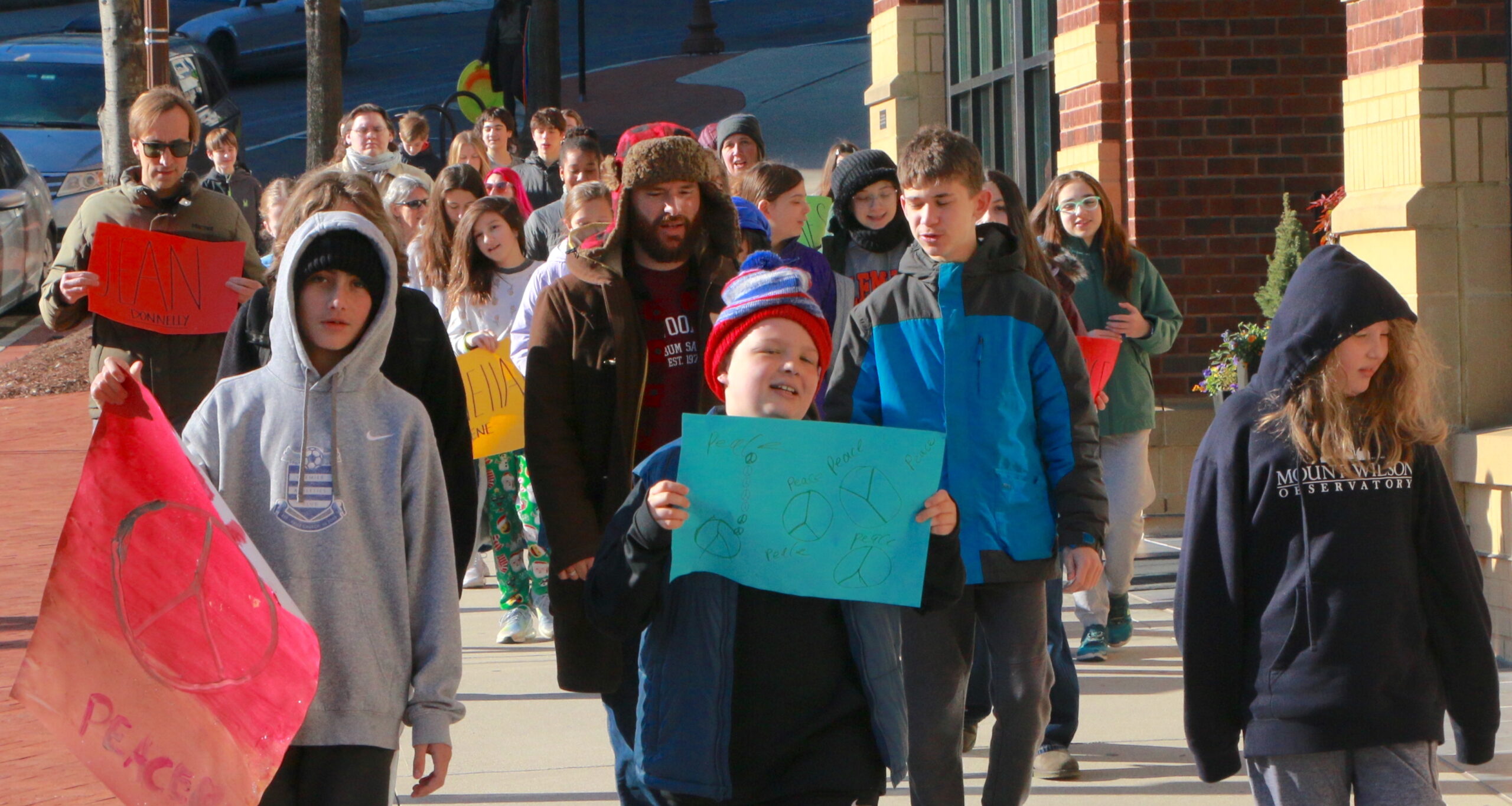Students and teachers participating in the 1st Annual MLK Jr. Legacy Peace Walk