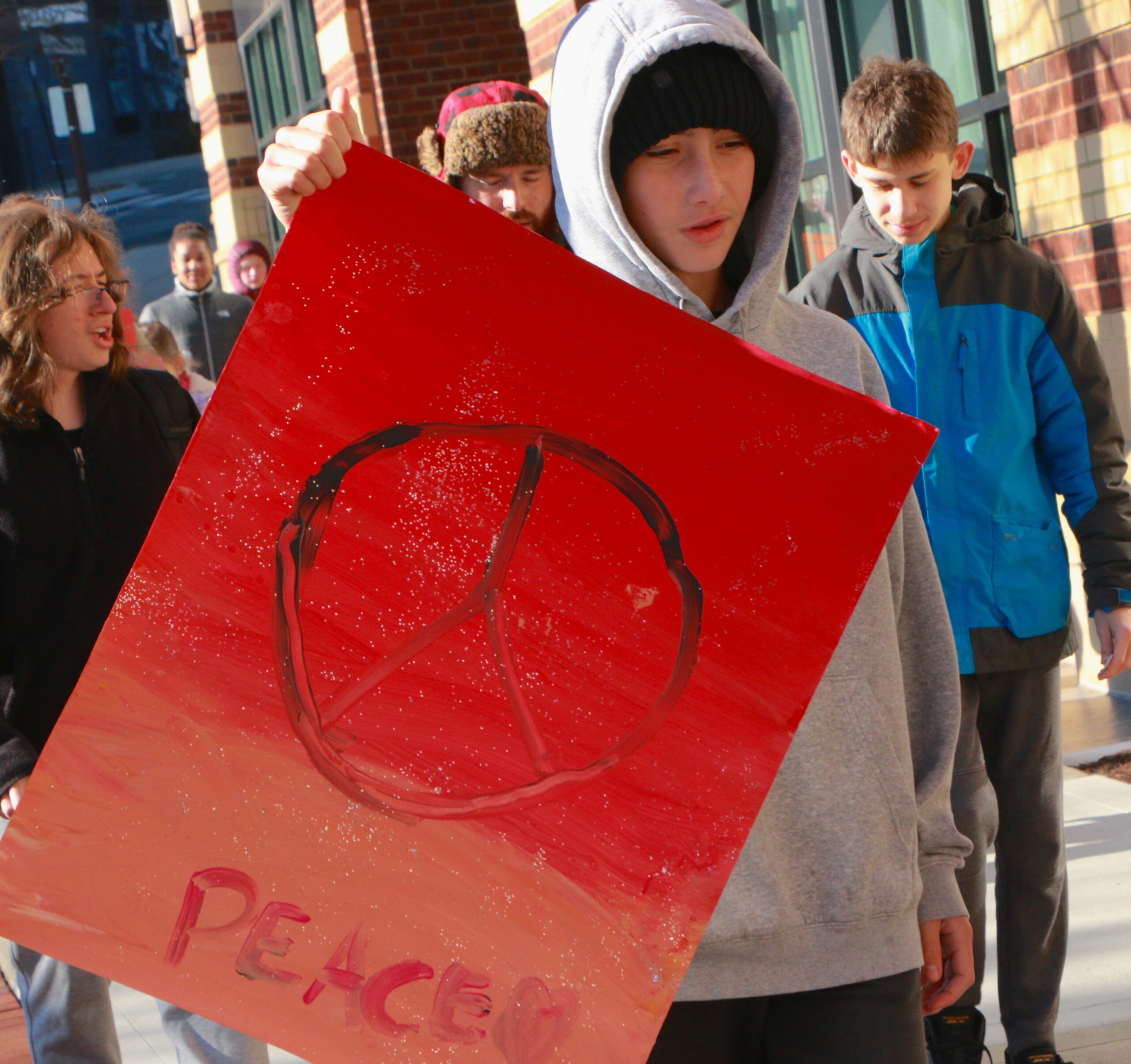 Students and teachers participating in the 1st Annual MLK Jr. Legacy Peace Walk