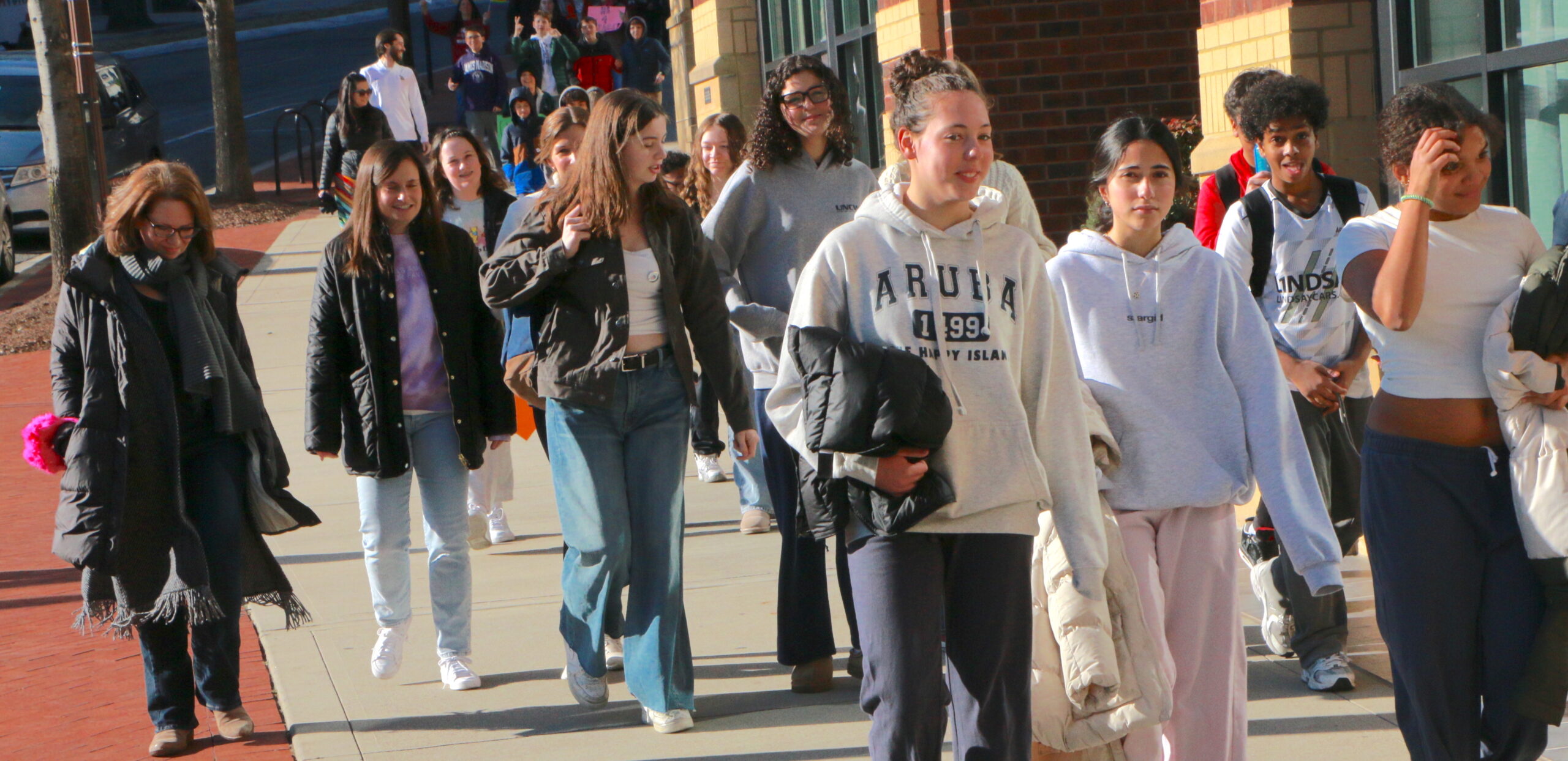 Students and teachers participating in the 1st Annual MLK Jr. Legacy Peace Walk