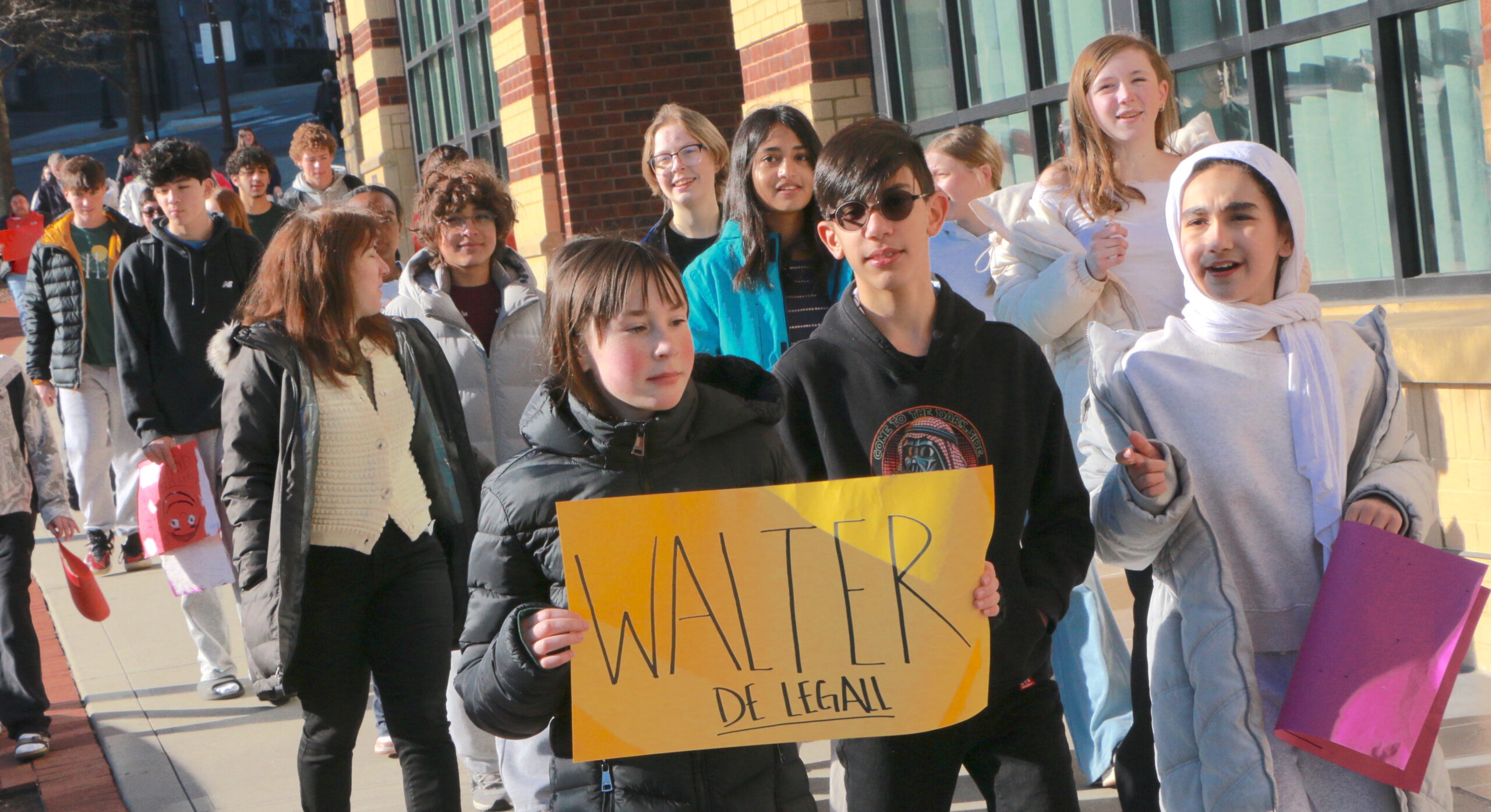 Students and teachers participating in the 1st Annual MLK Jr. Legacy Peace Walk